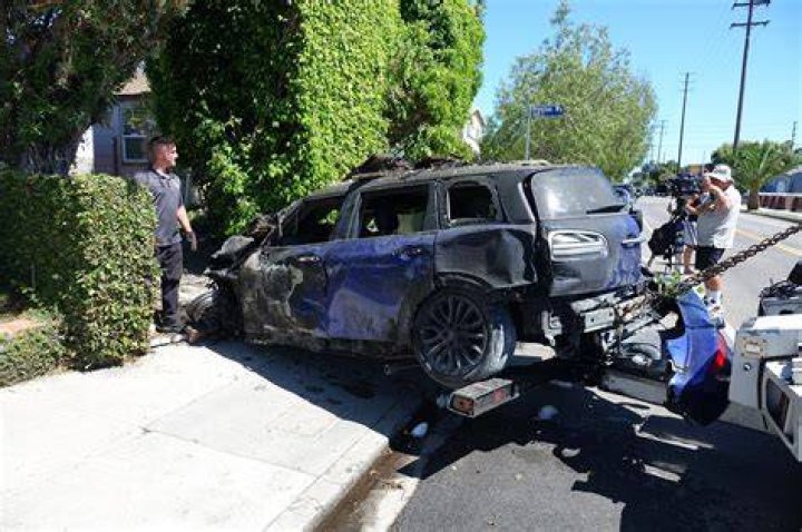 Crash: The actress was on a sidewalk in Los Angeles when a car left the road and hit her, pinning her beneath the wreckage