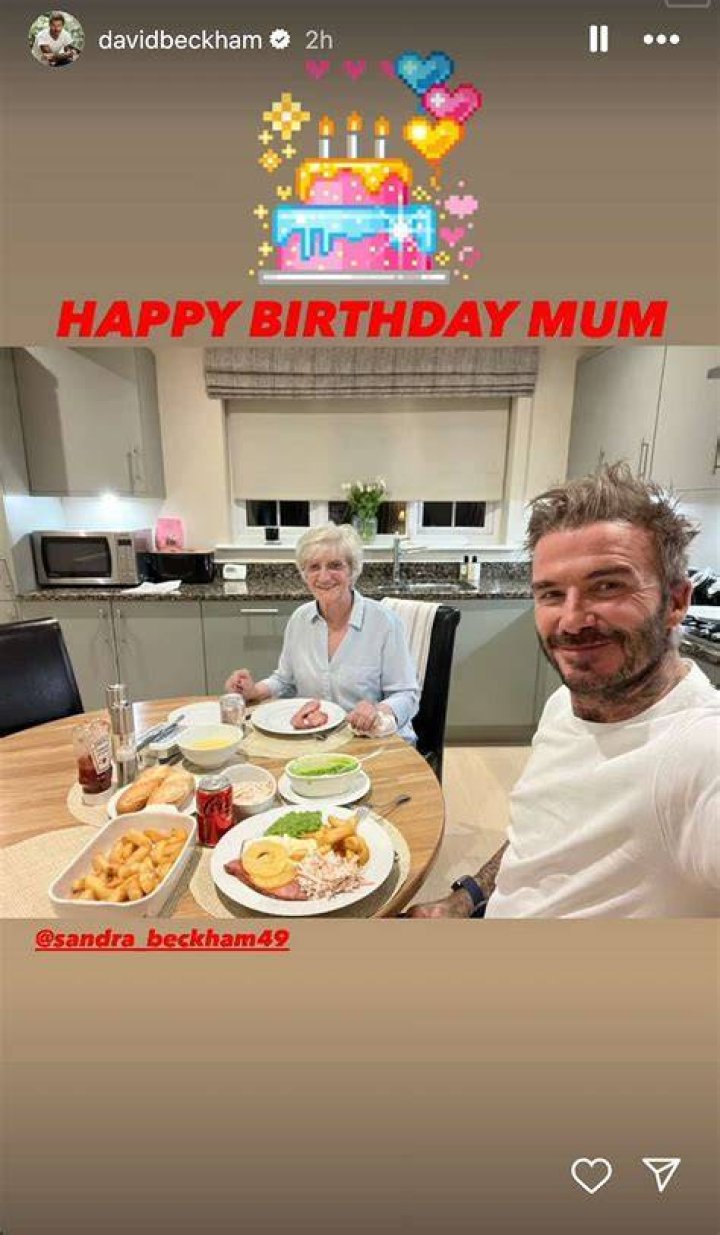 David Beckham with his mom Sandra Georgina