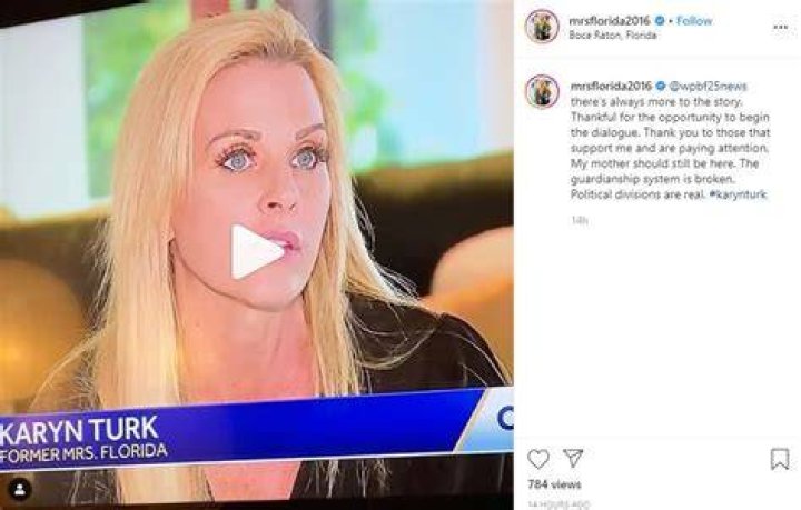Former Florida beauty queen Karyn Turk, 47, was in a merry mood when she left federal prison in downtown Miami after serving a month behind bars