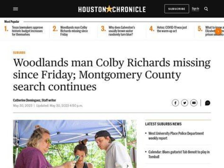 Updates on Woodlands Man Colby Richards Missing in Montgomery County